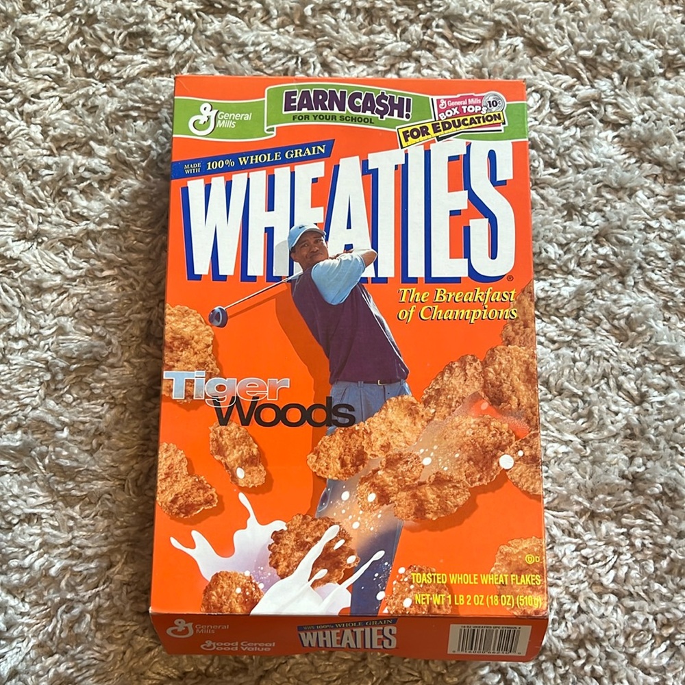 Vintage original Tiger Woods Wheaties cereal box from 1999